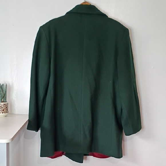 Dillard’s Green Double-Breasted Merino Wool Coat Women’s XL Angel Pin Vintage - Picture 9 of 11